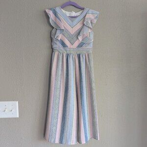 Knit Works Pastel Striped Jumpsuit | Size 7 | EUC